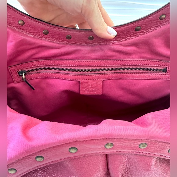 Gucci Bamboo Hobo Studded Bag Large Pink Color - Picture 6 of 6